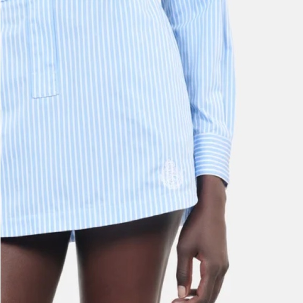 NWT | The Kooples | Light Blue and White Striped | Cotton Mini Skirt